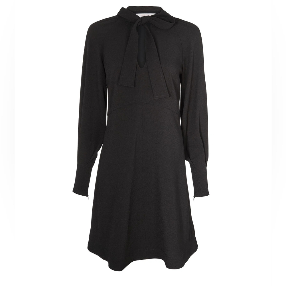 See by Chloe Neck Tie Dress Midi Black Large/40 NWT